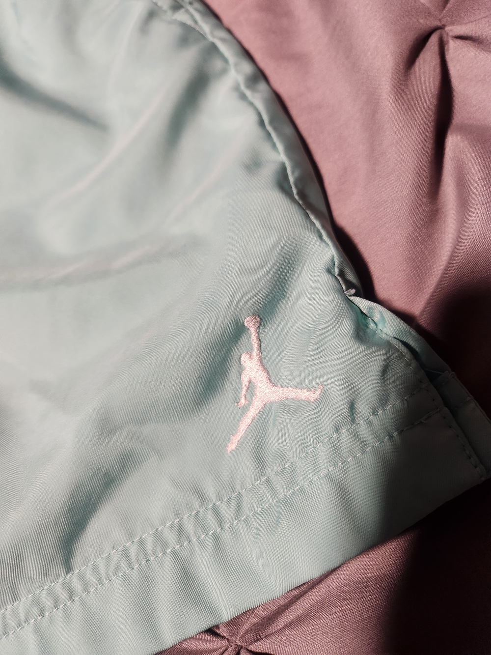 Air Jordan Light Teal Athletic Shorts with Pink Jumpman Logo